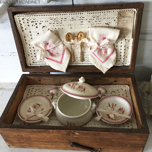 1900s French Dinnerware Set Doll