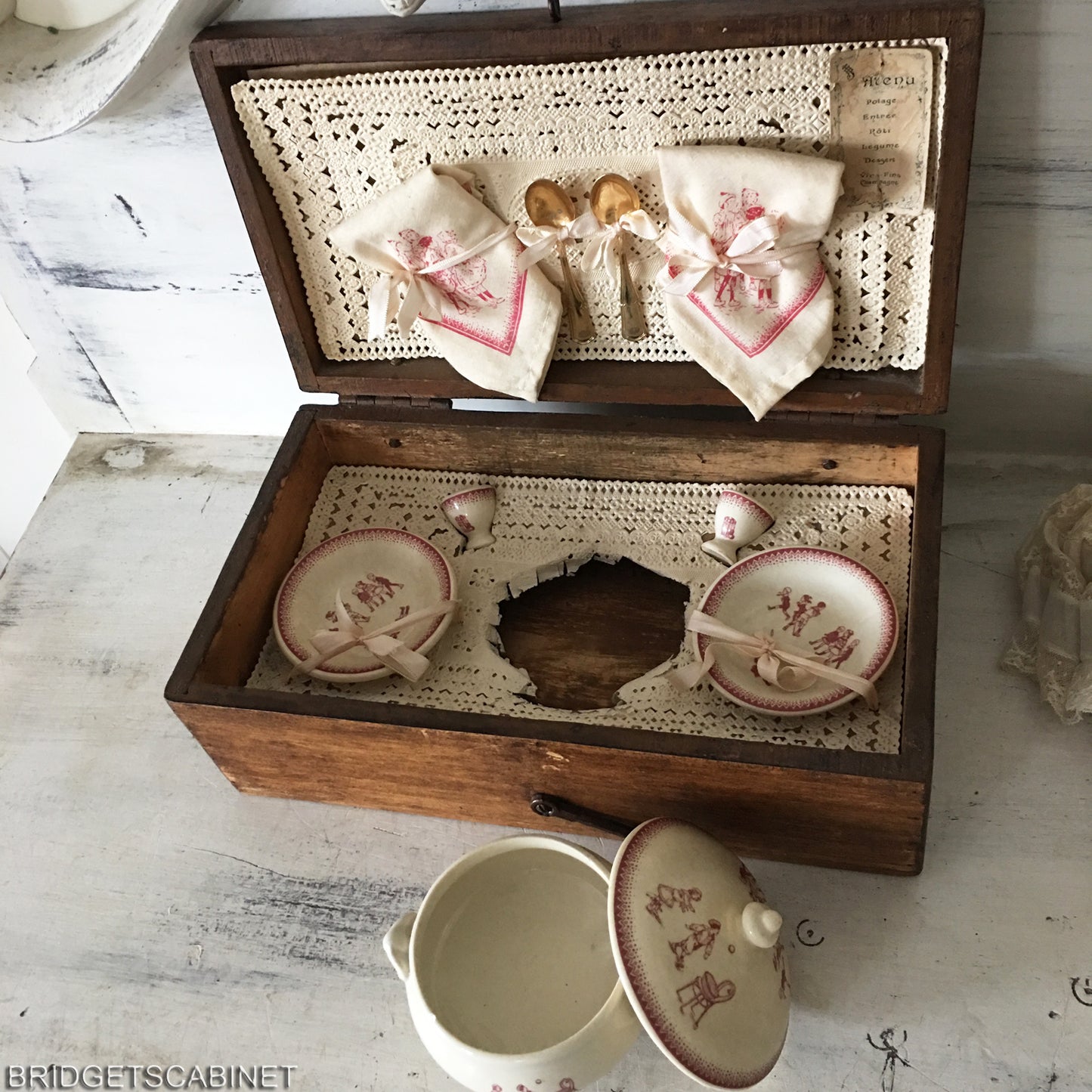 1900s French Dinnerware Set Doll