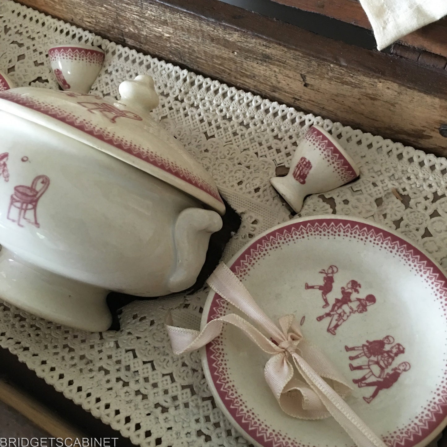 1900s French Dinnerware Set Doll