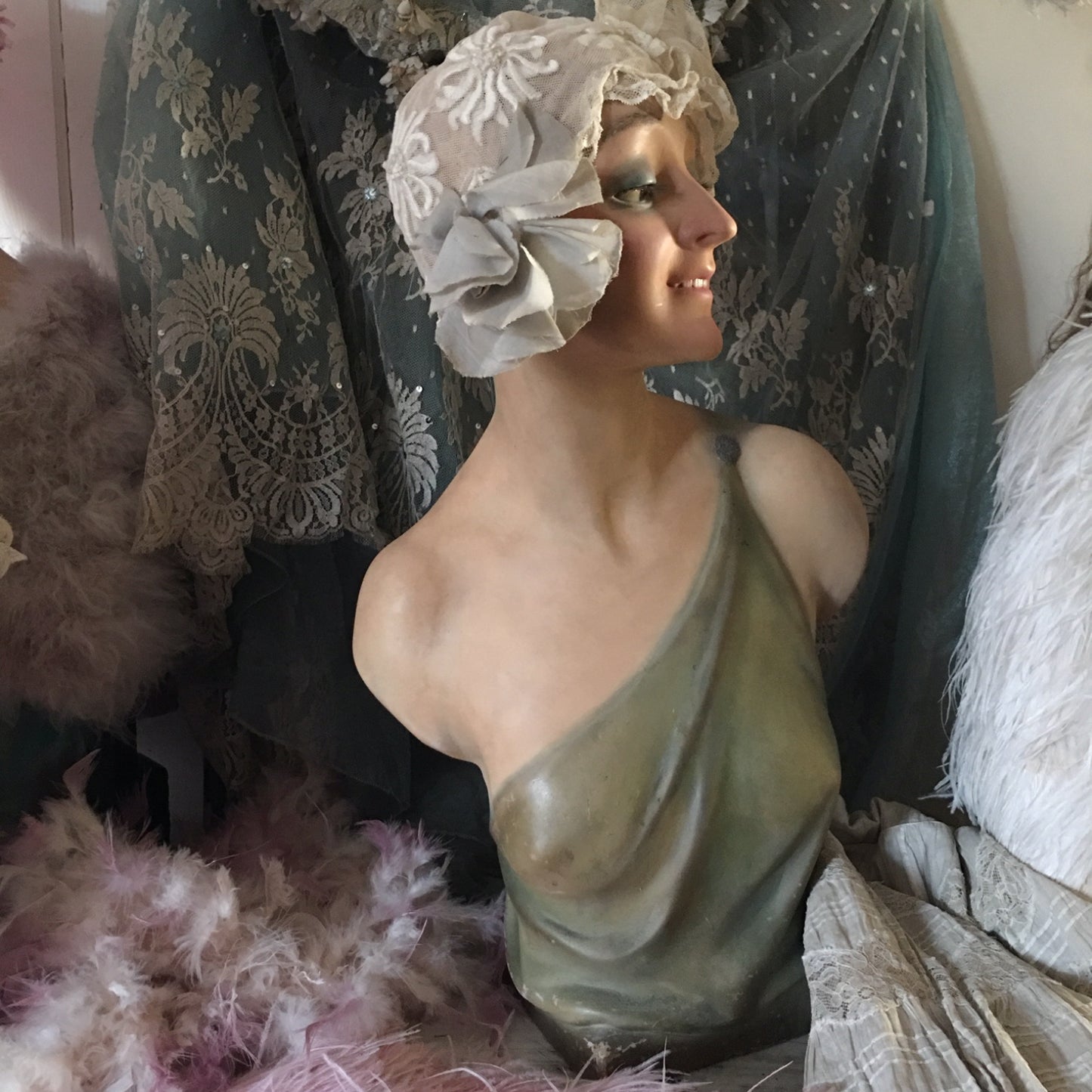 1920s Art Deco Wax Bust