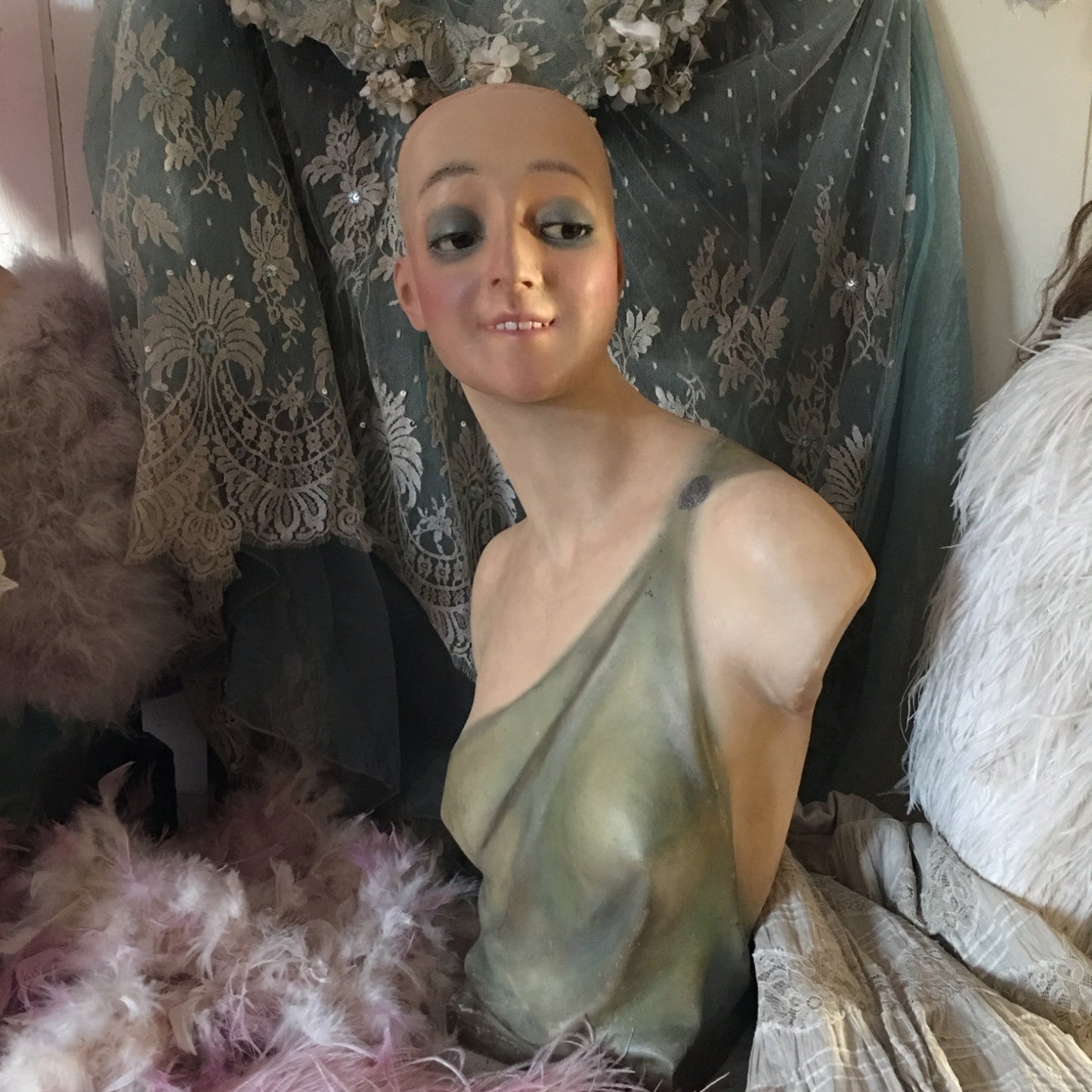 1920s Art Deco Wax Bust