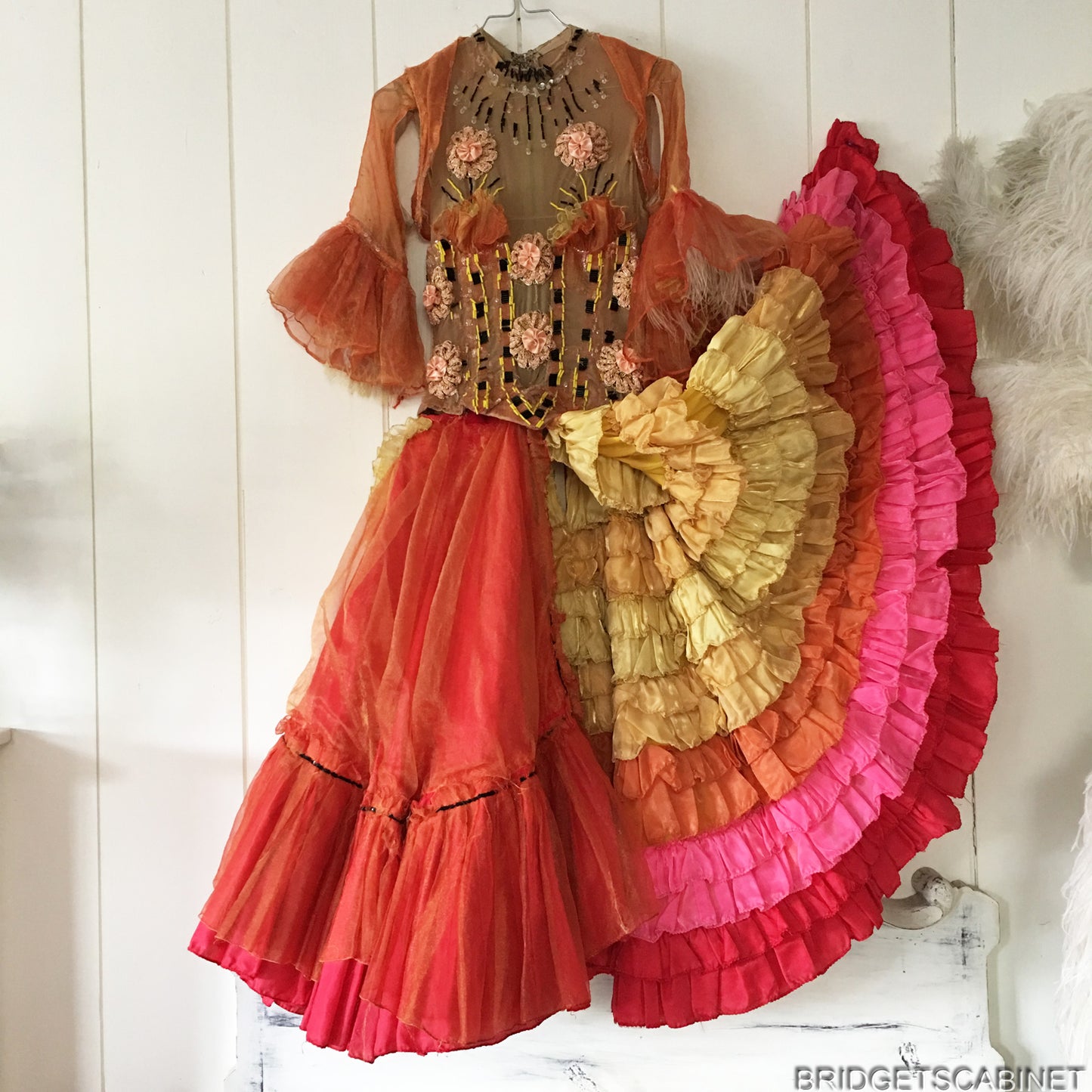 Vintage Stage Folies Bergeres CanCan Costume Dress