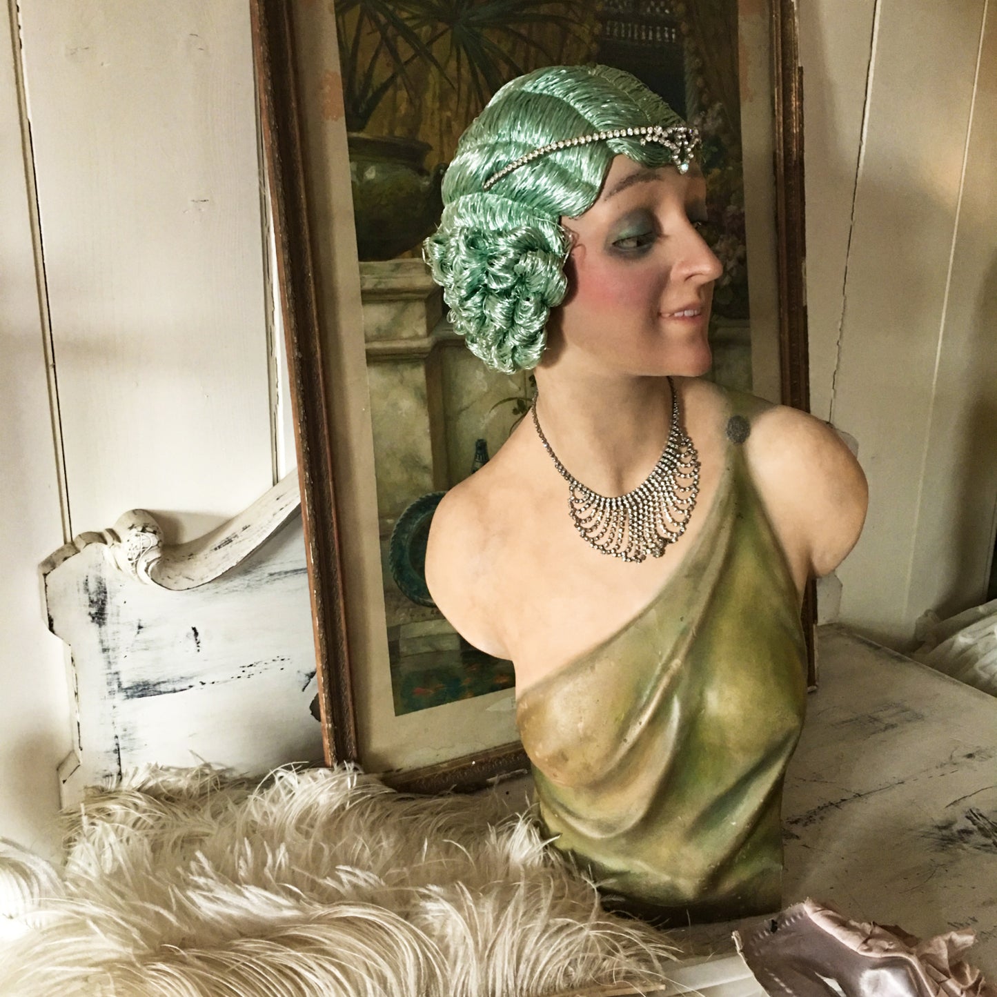 1920s Art Deco Wax Bust