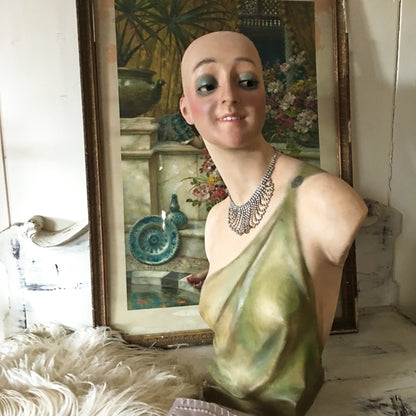 1920s Art Deco Wax Bust