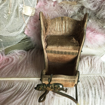 19th Century French Embossed Cherubs Doll Sleigh