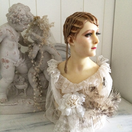 1920 French Wax Molded Hair Bust