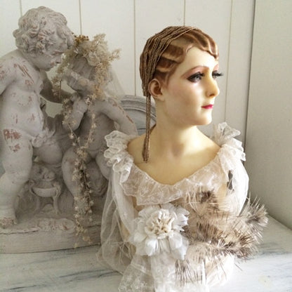 1920 French Wax Molded Hair Bust