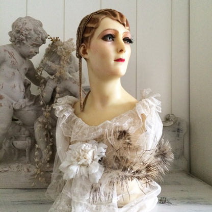 1920 French Wax Molded Hair Bust