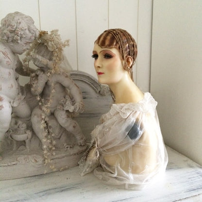 1920 French Wax Molded Hair Bust