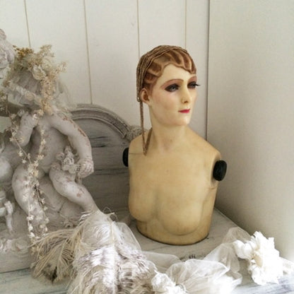 1920 French Wax Molded Hair Bust