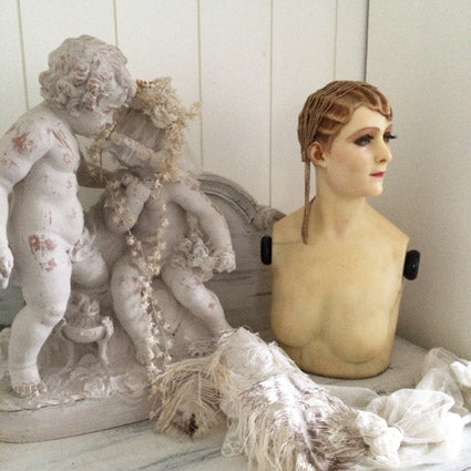1920 French Wax Molded Hair Bust
