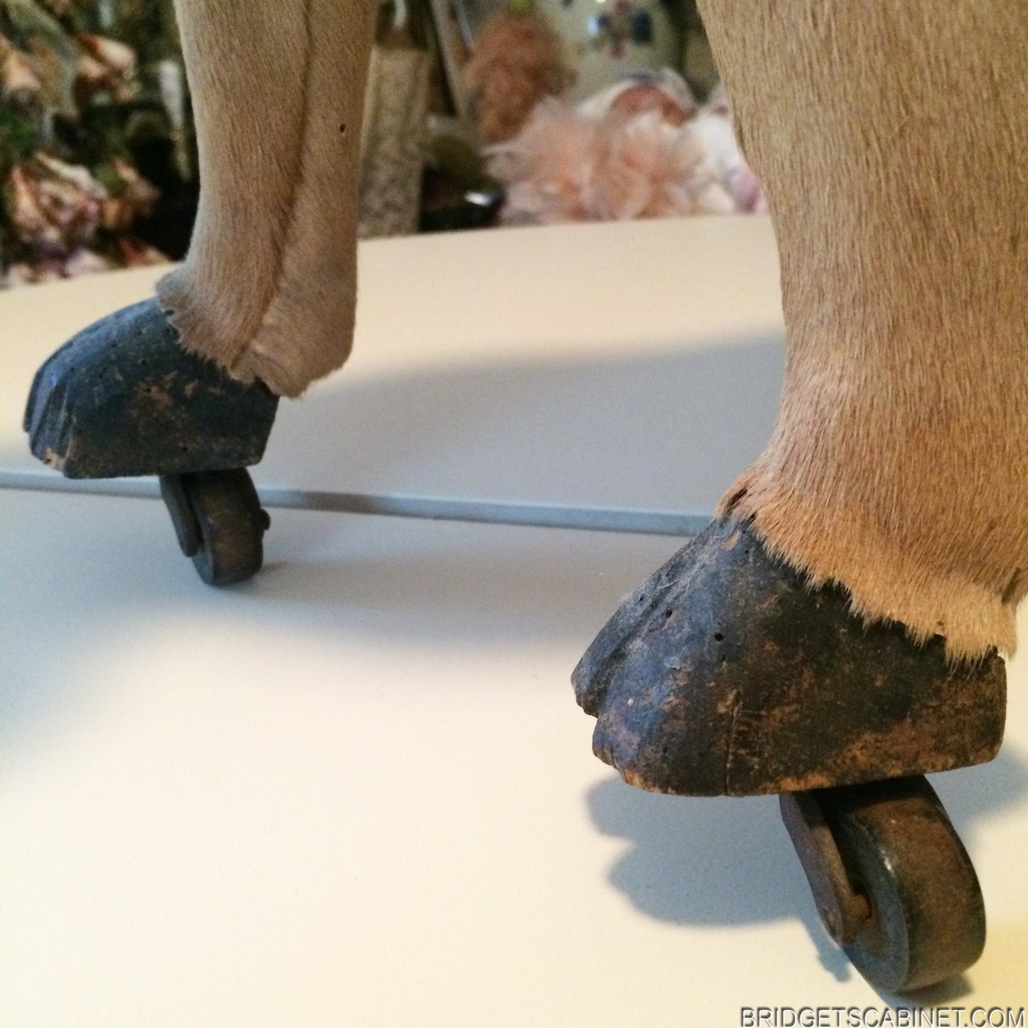 1880s rare Pull-Toy Cow on Wheels