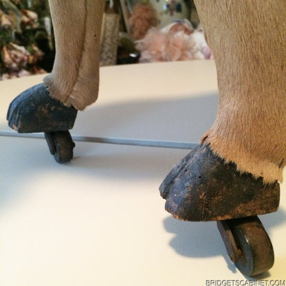 1880s rare Pull-Toy Cow on Wheels