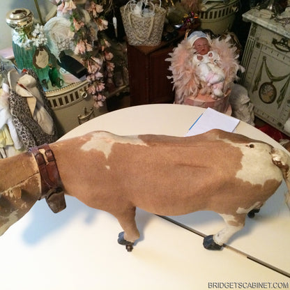 1880s rare Pull-Toy Cow on Wheels