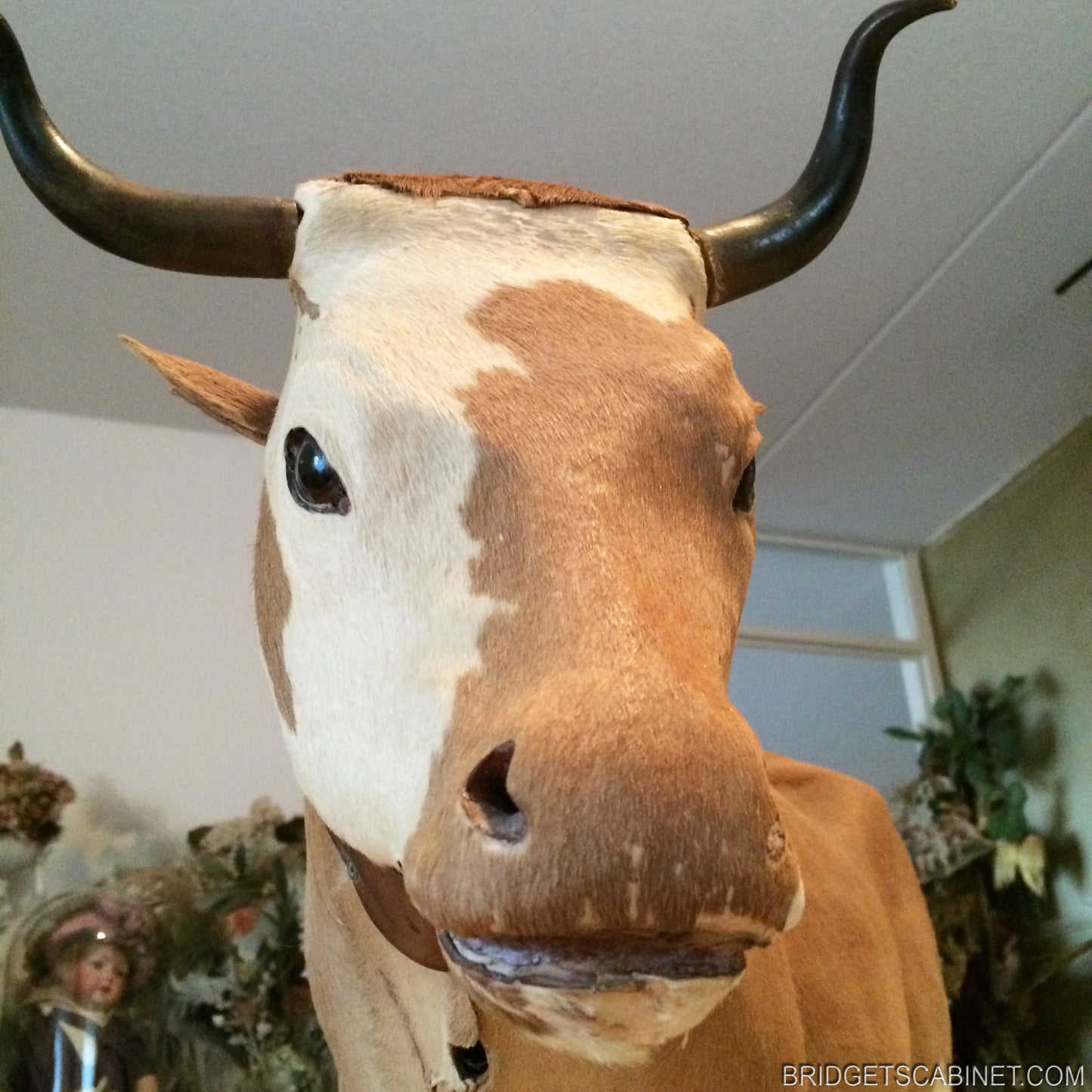 1880s rare Pull-Toy Cow on Wheels