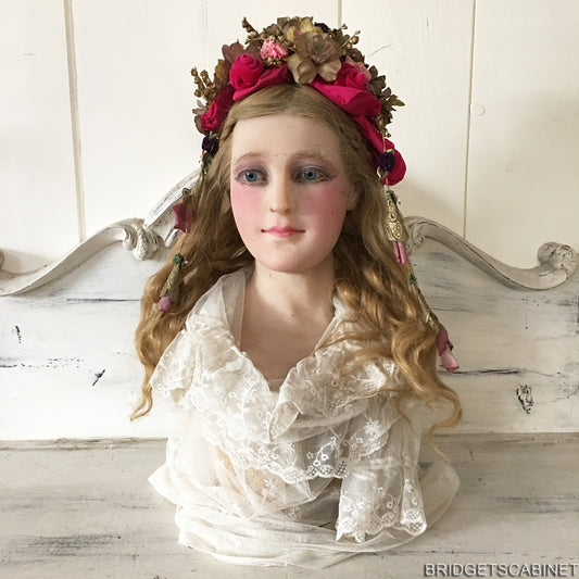 1900s French Wax Bust Display