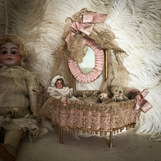 Antique French Lace Doll Bed