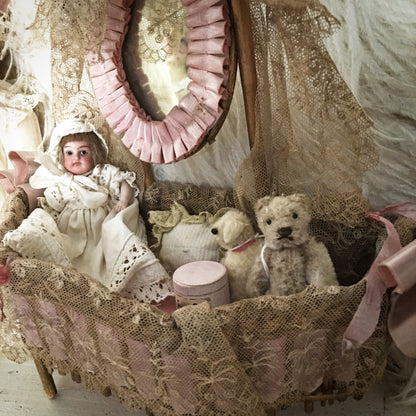 Antique French Lace Doll Bed