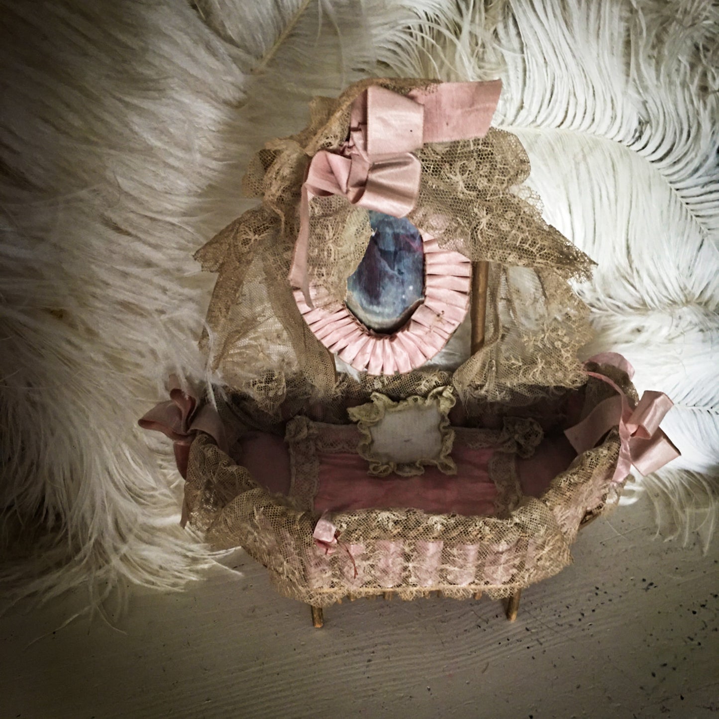 Antique French Lace Doll Bed