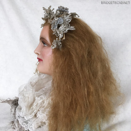 1900s French Wax Bust Red Human Hair