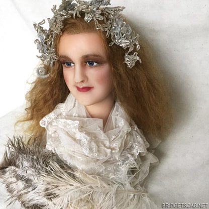 1900s French Wax Bust Red Human Hair