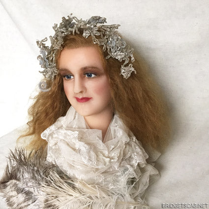 1900s French Wax Bust Red Human Hair