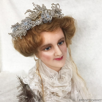 1900s French Wax Bust Red Human Hair