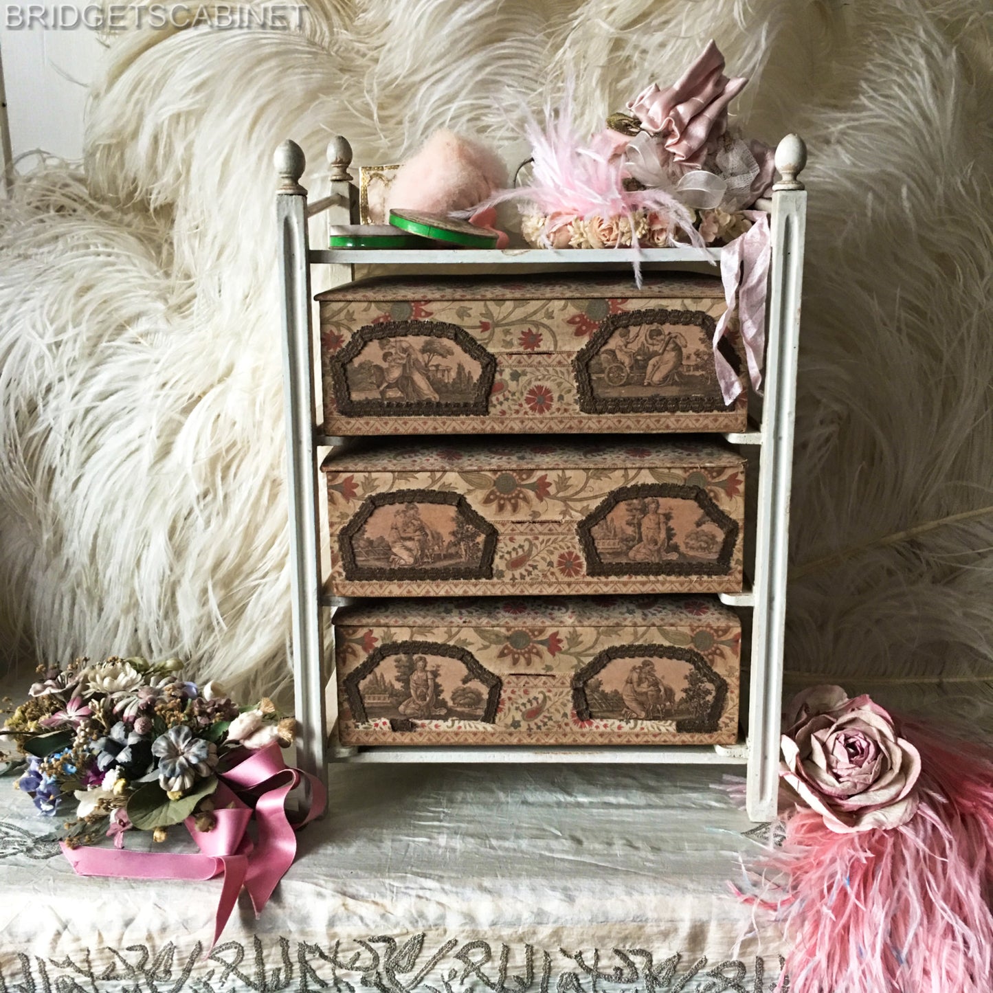Antique French Doll Drawer Cabinet