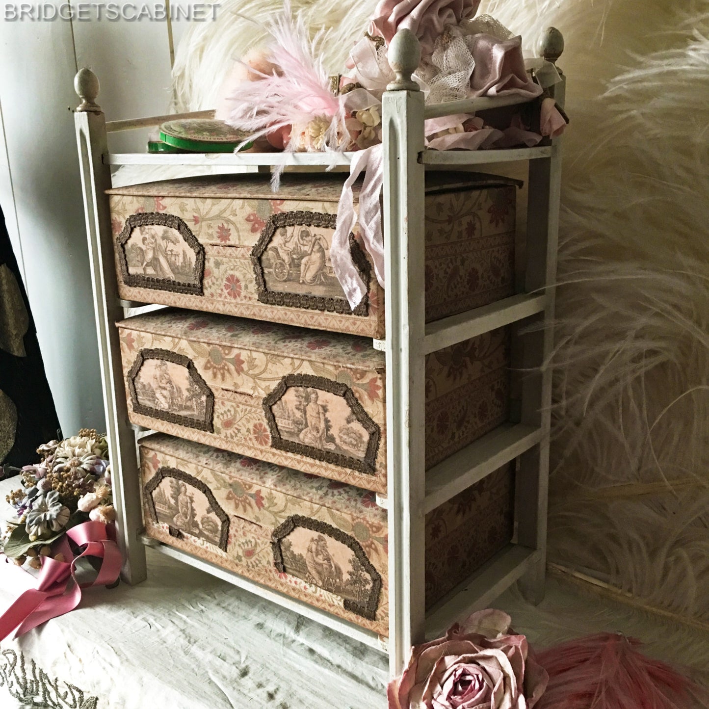 Antique French Doll Drawer Cabinet