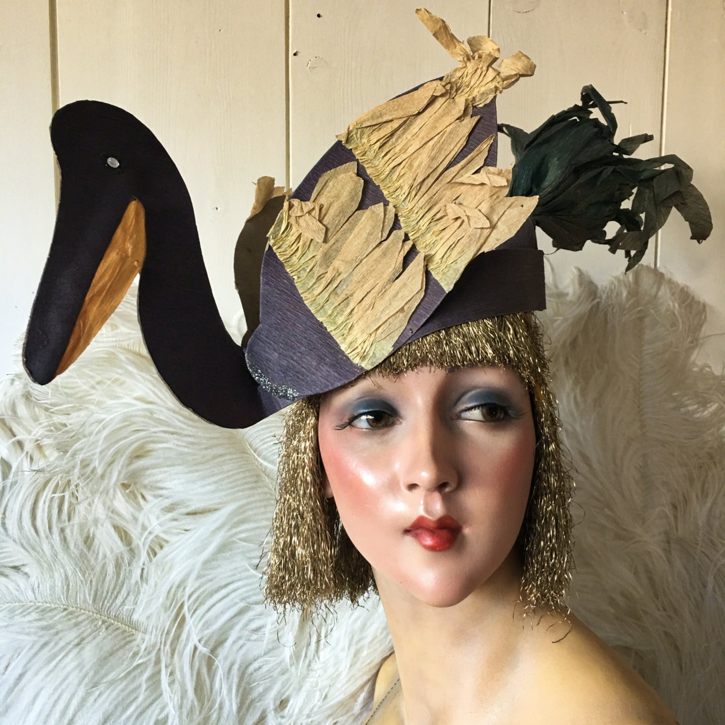 1920s French Crepe Paper Hat