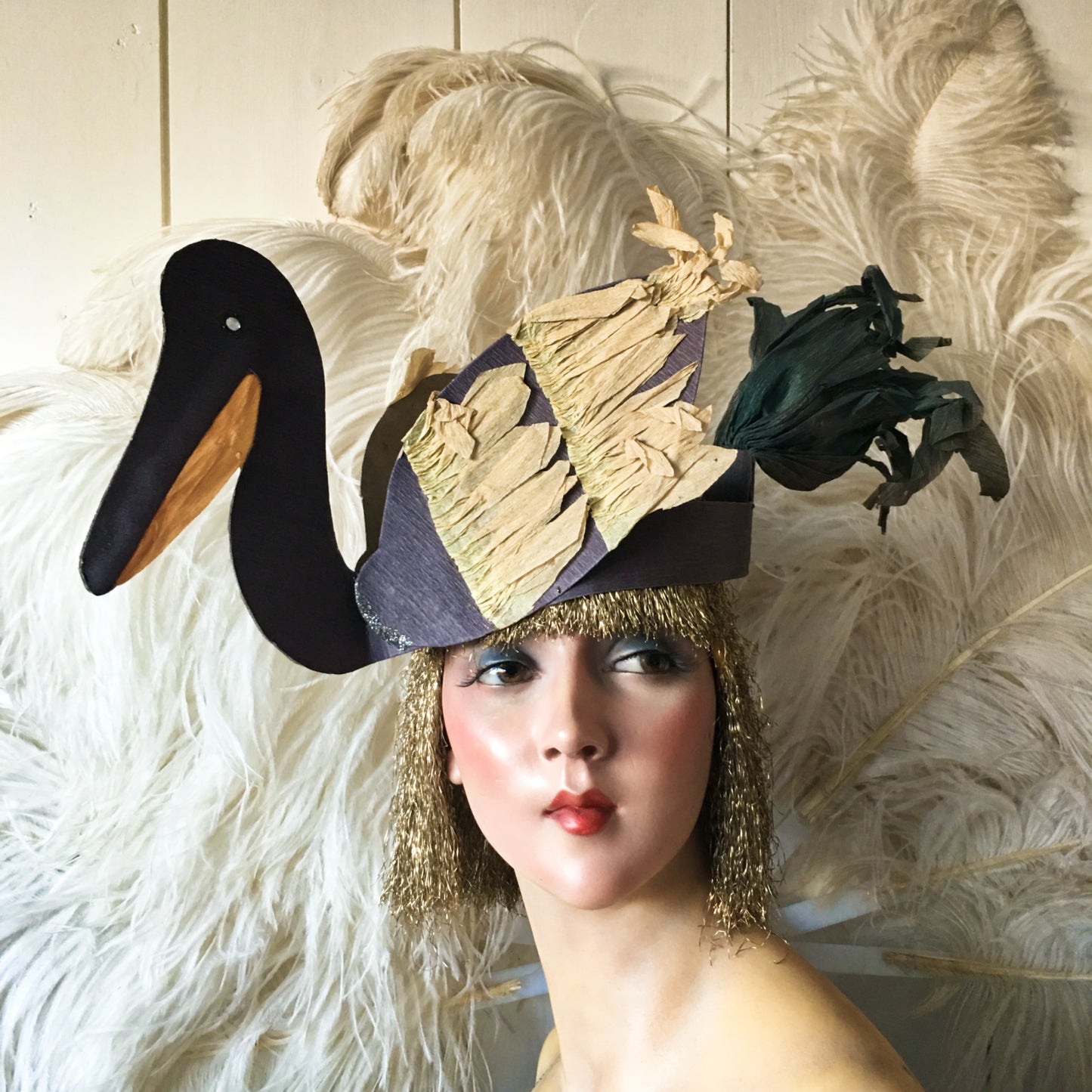 1920s French Crepe Paper Hat
