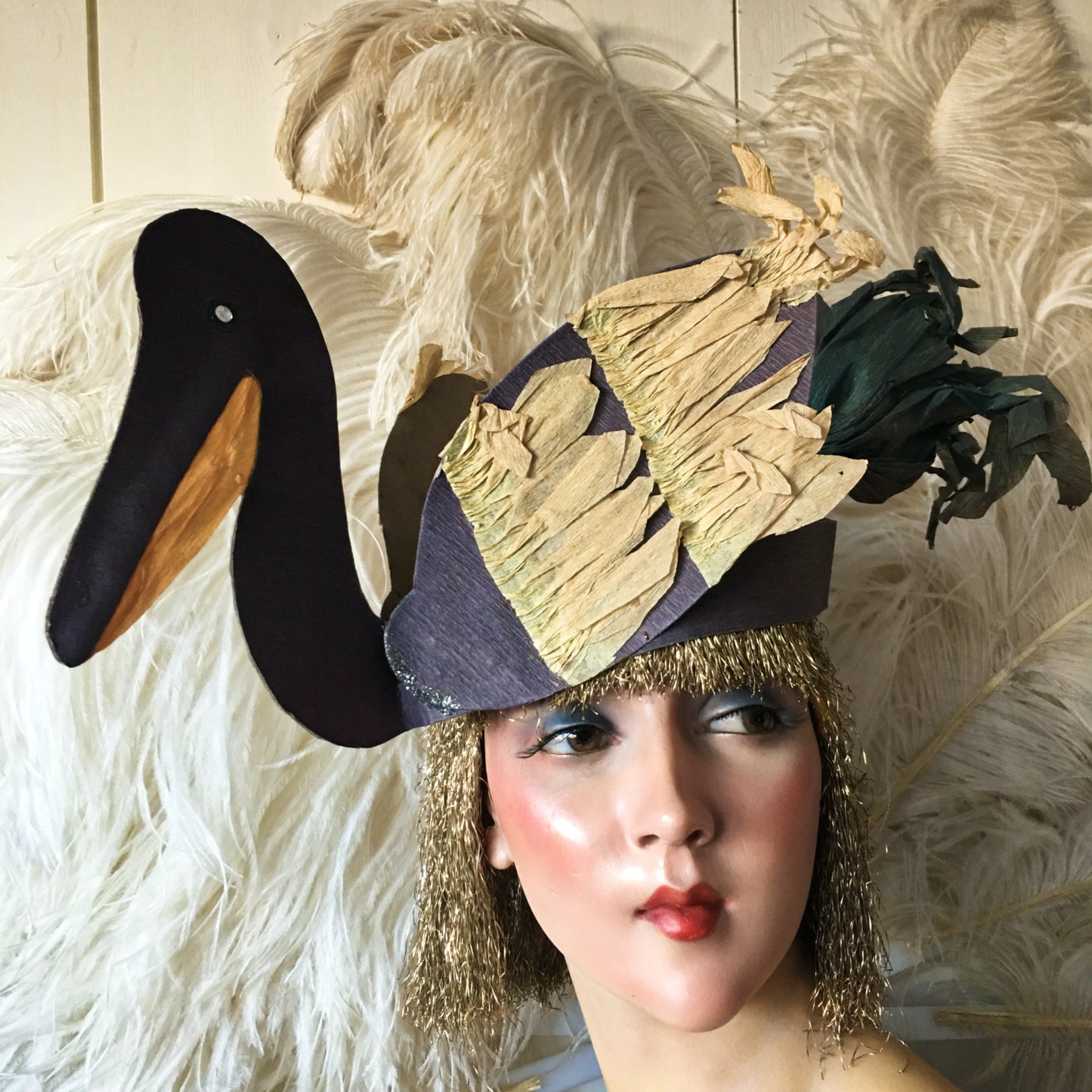 1920s French Crepe Paper Hat