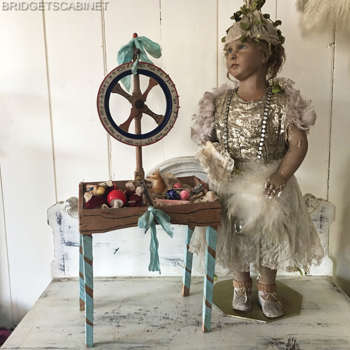 Antique Wheel of Fortune Toy Game Doll