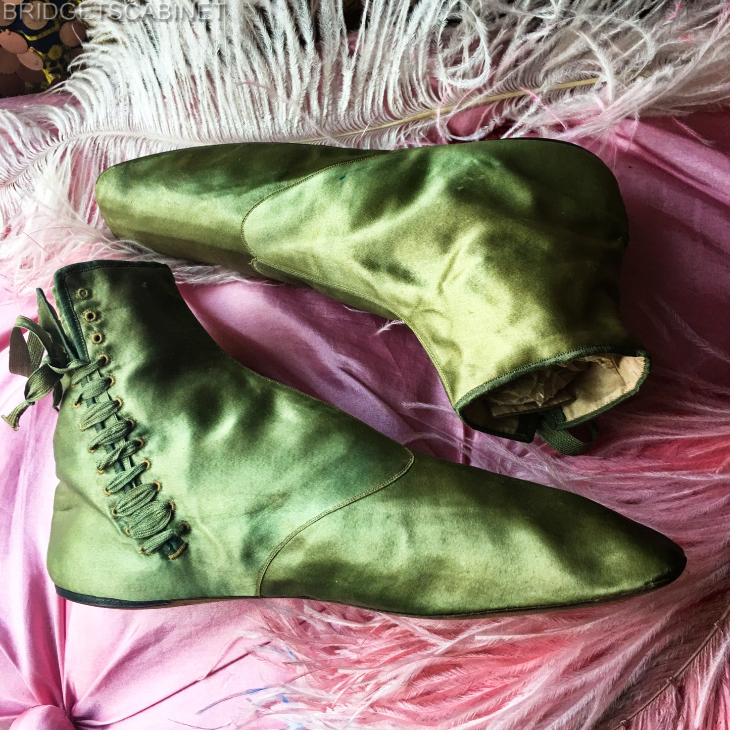 19th Century Green Sik Shoes