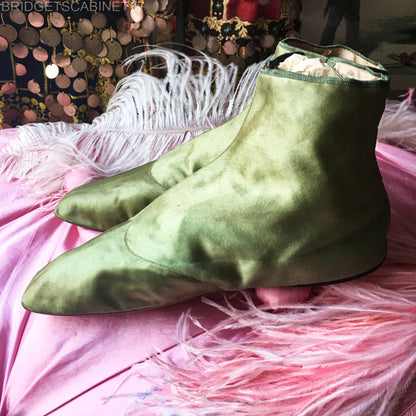 19th Century Green Sik Shoes