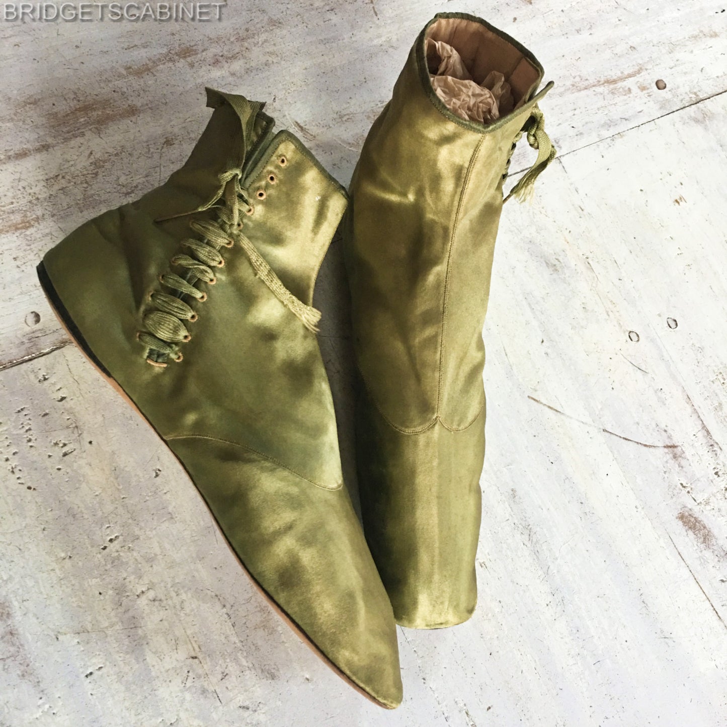 19th Century Green Sik Shoes