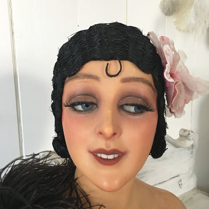 1920s Black Evening Flapper Wig