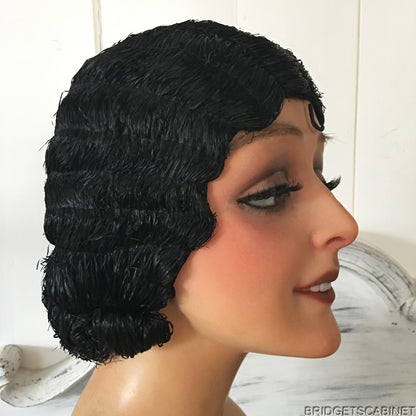 1920s Black Evening Flapper Wig