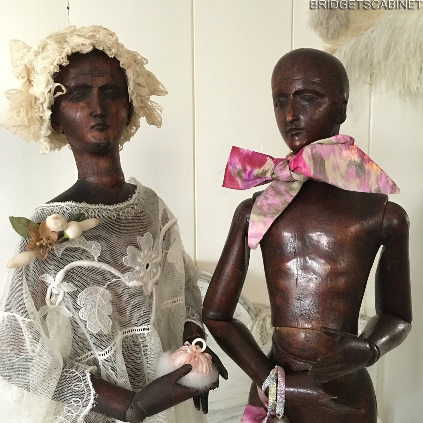 1800's Set of 2 Articulated Artist Figures