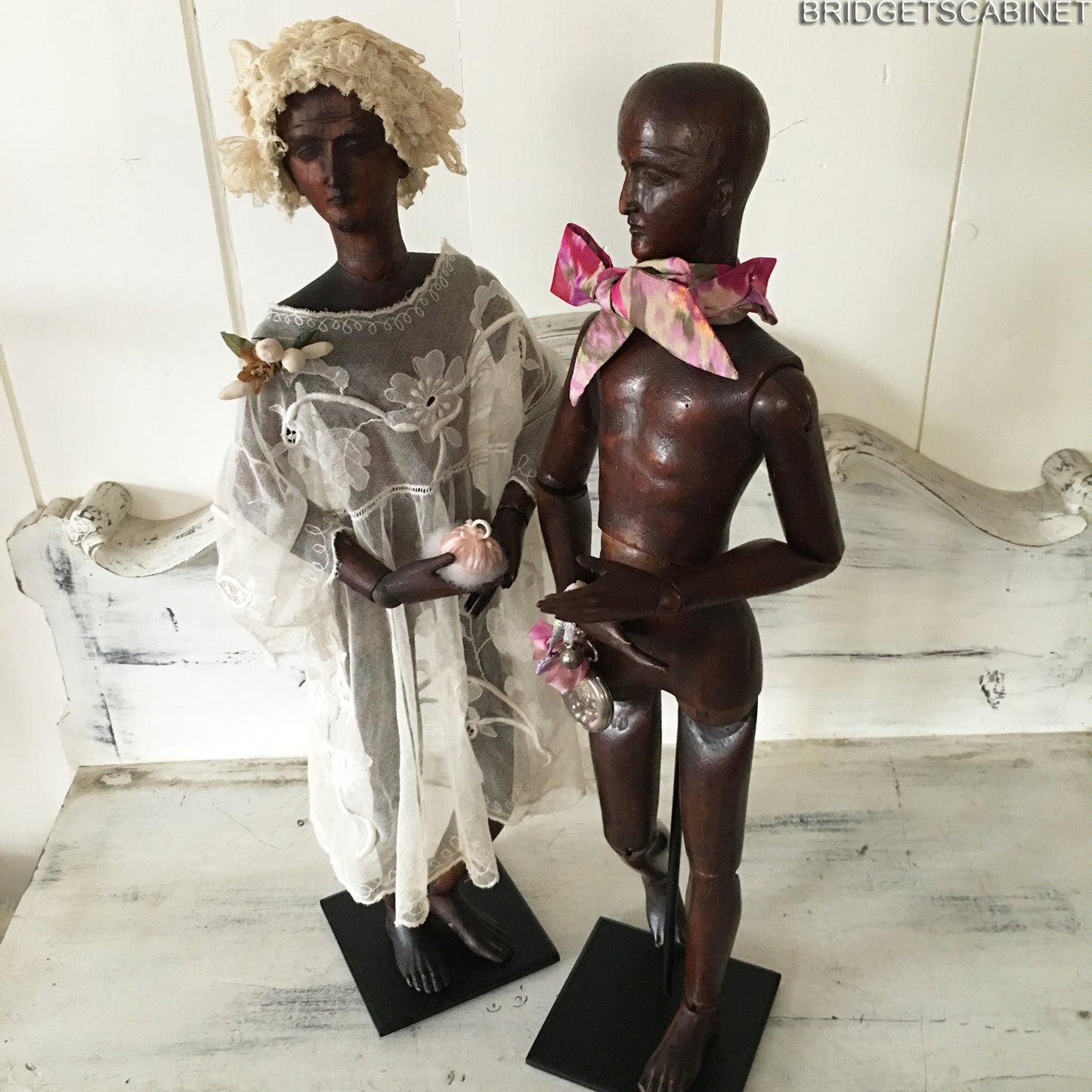1800's Set of 2 Articulated Artist Figures