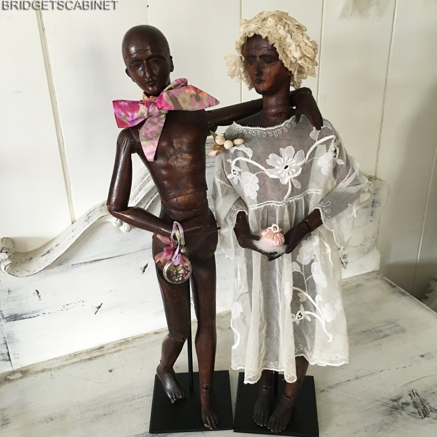 1800's Set of 2 Articulated Artist Figures