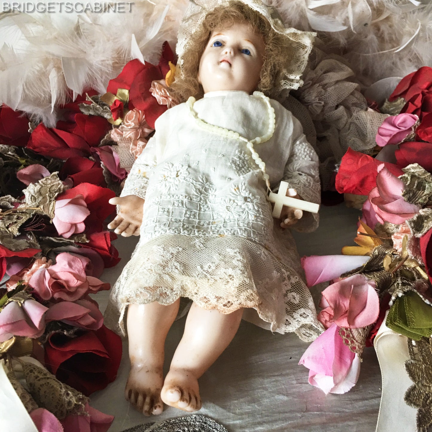 19th Century Wax Poured Baby Jesus Doll