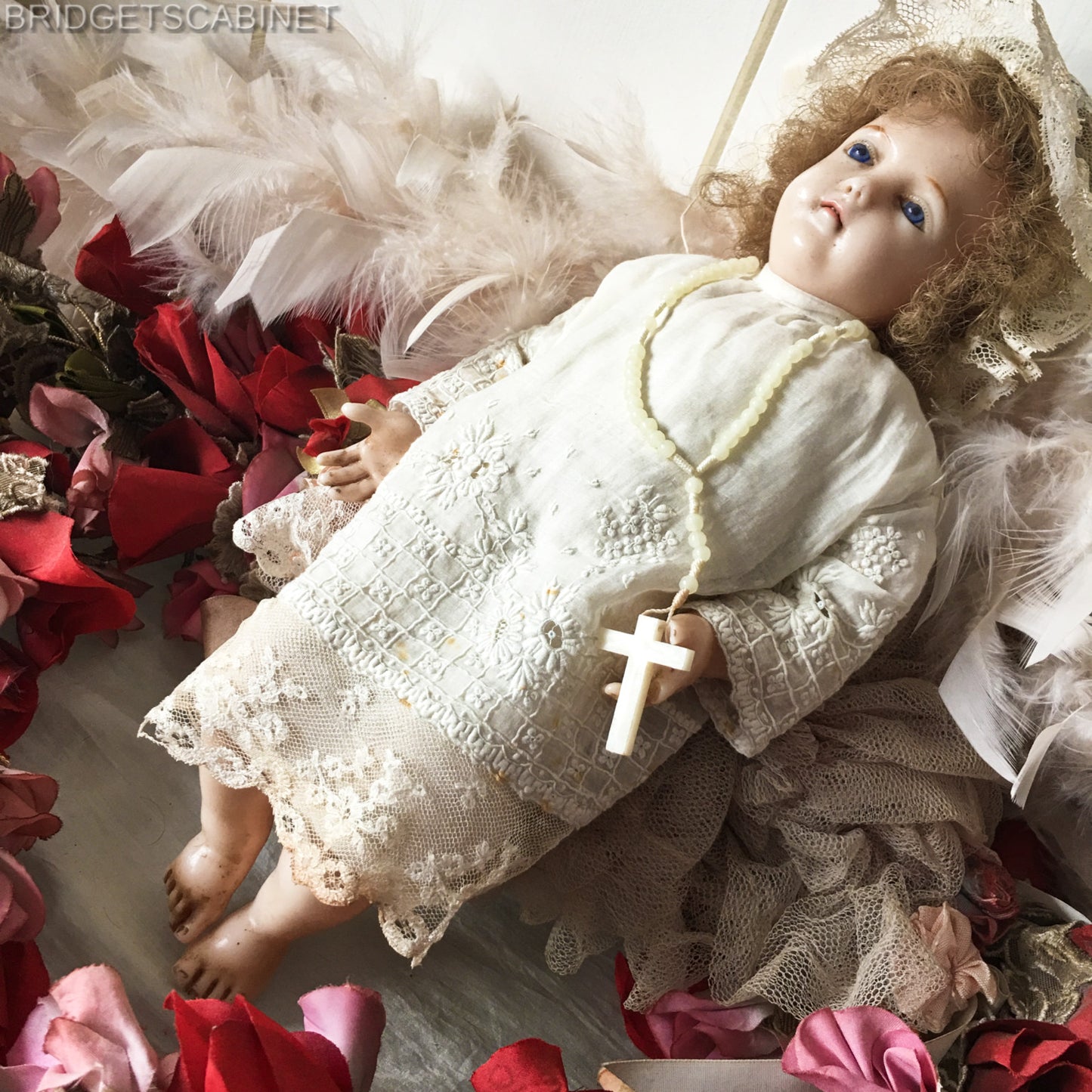 19th Century Wax Poured Baby Jesus Doll