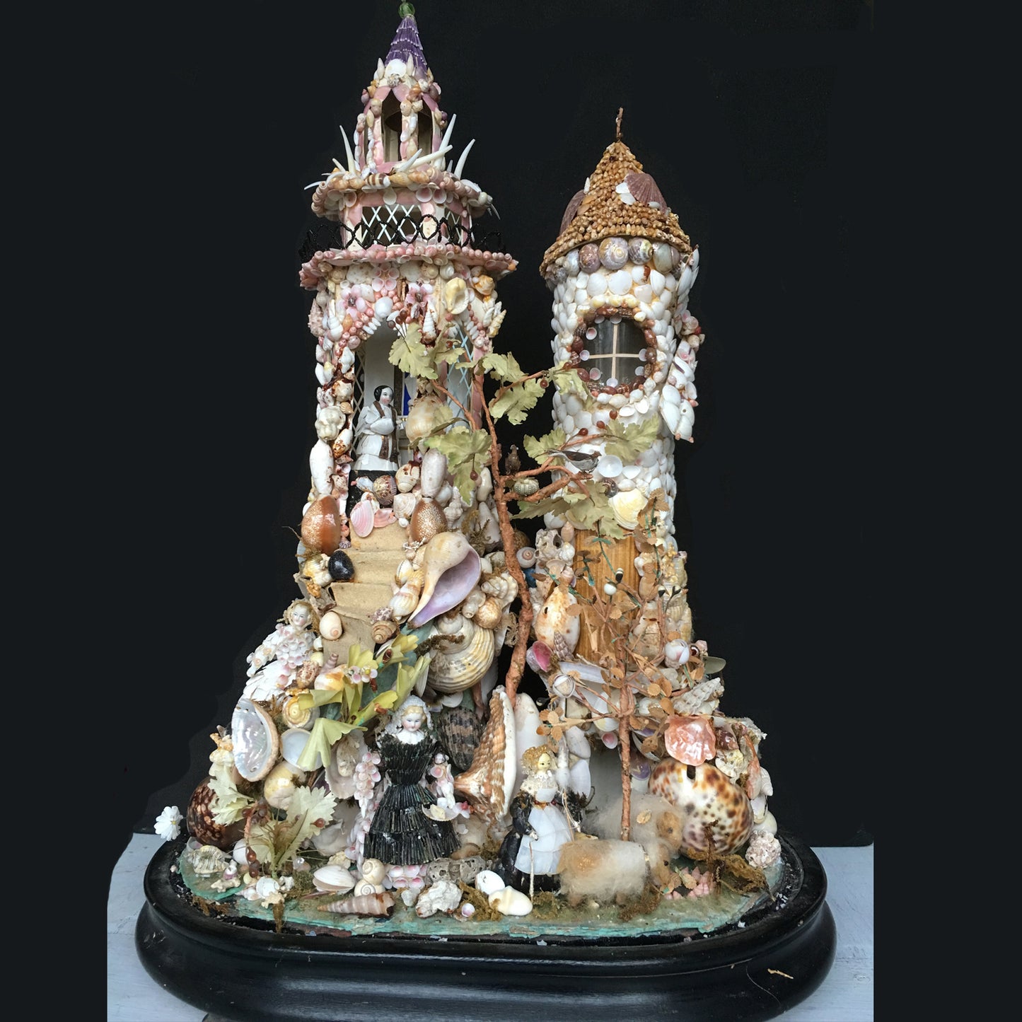 19th Century Victorian Shell Castle Glass Dome