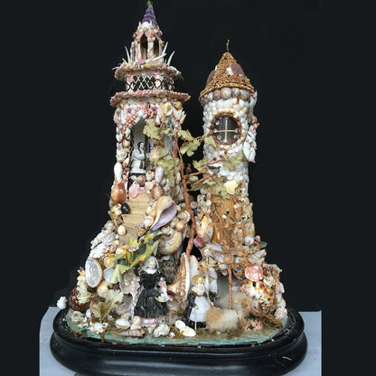 19th Century Victorian Shell Castle Glass Dome