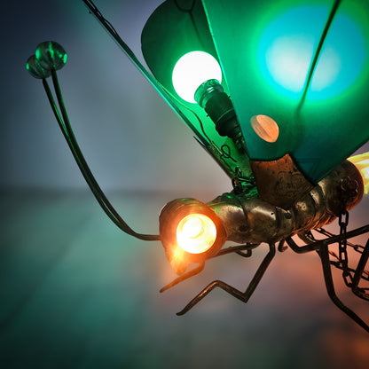 Very Rare 1920s Glass Brass Dragonfly Chandelier Lamp
