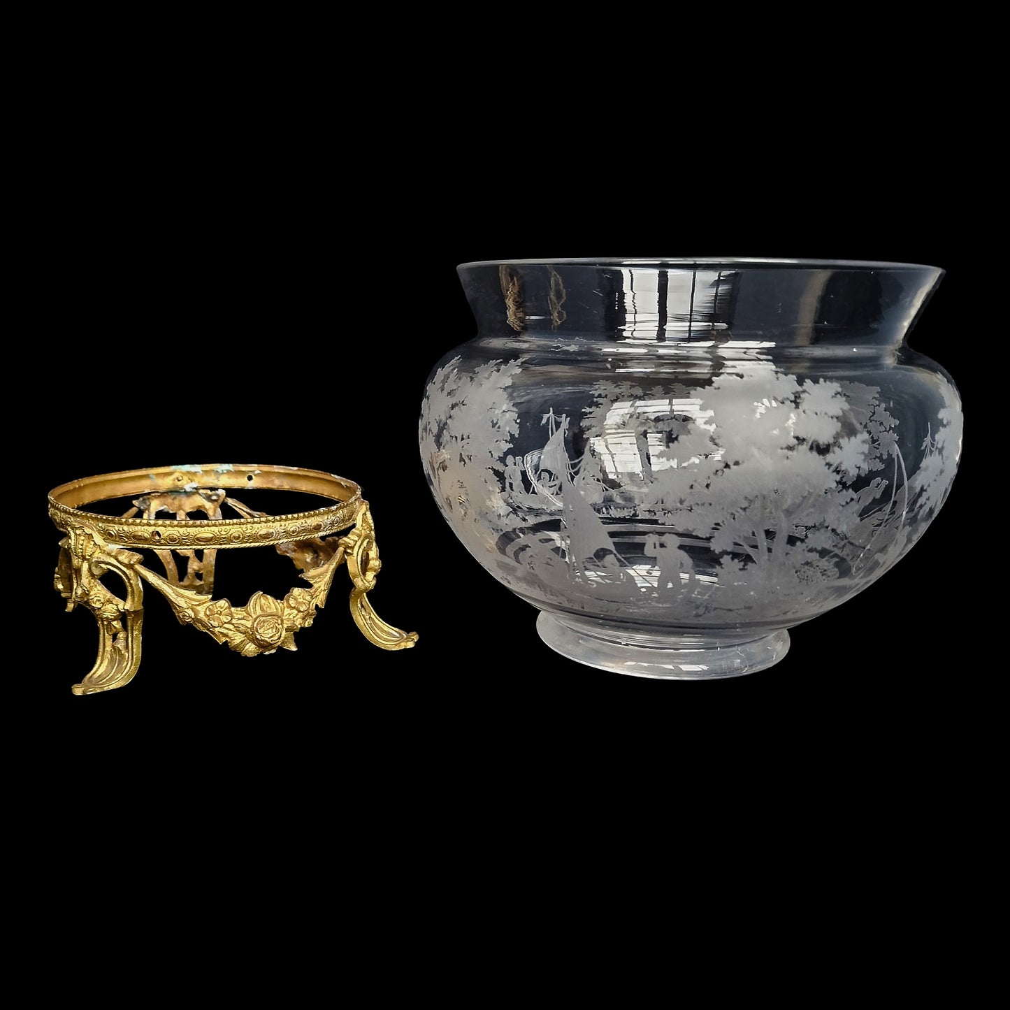 Rare Antique Baccarat Crystal Aquarium