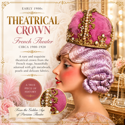 ✨ Antique French Theatrical Crown / Stage Headdress, Circa 1900–1920 | Belle Époque Costume Accessory
