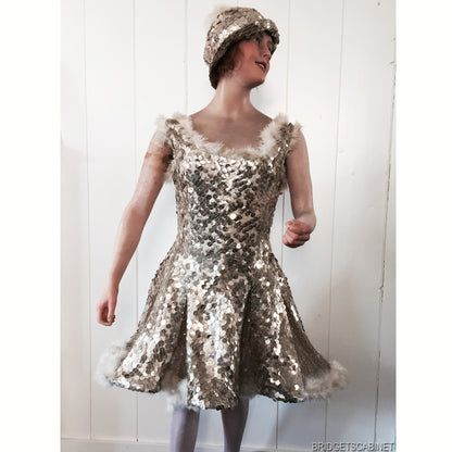 1920s French Stage Sequin Dress/ Hat