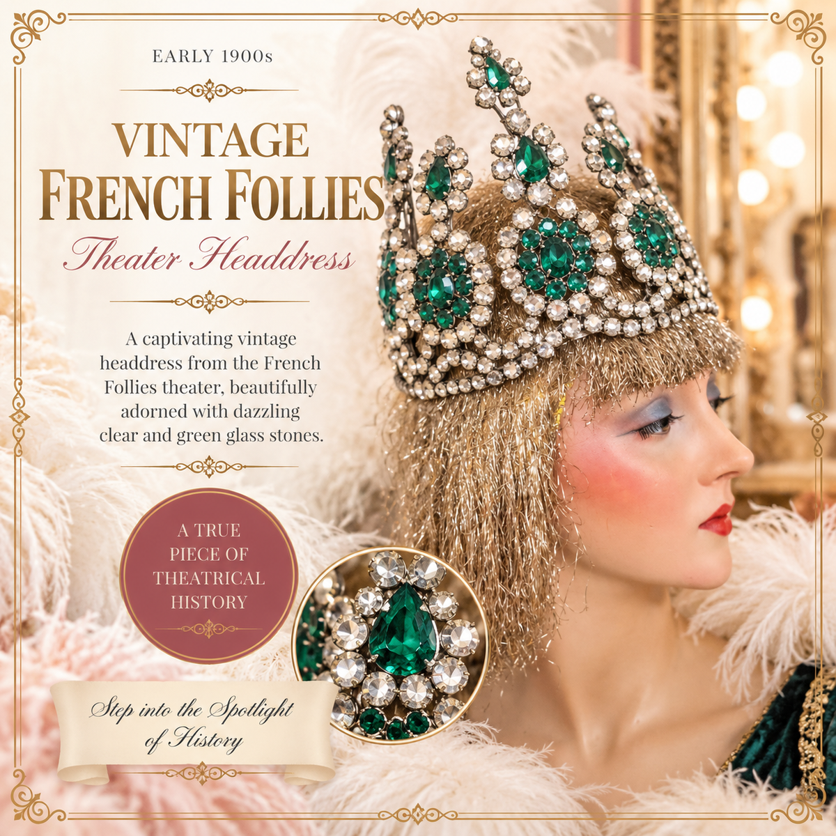 French Folies Stage Crown Headdress